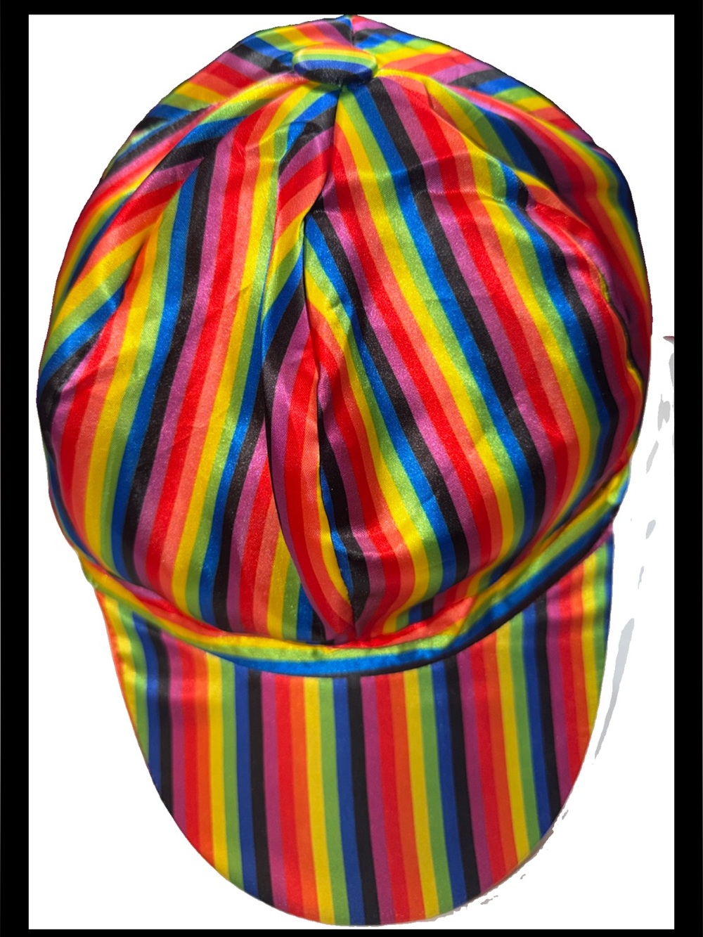 CLOWN HAT SATIN Neon Colorful stripes Billed Rounded Cap Oversized Hat ADULT OS